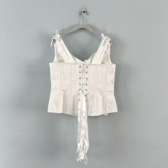 NWT Corset Story White Cotton Embroidery Anglaise Overbust with Gathered Bust - Picture 3 of 7